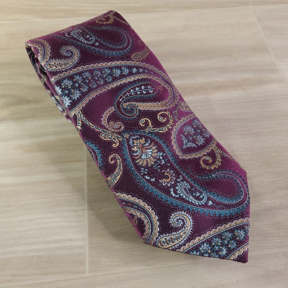 Canali Necktie Mens One Size Purple Paisley Silk Italian Designer Formal Tie